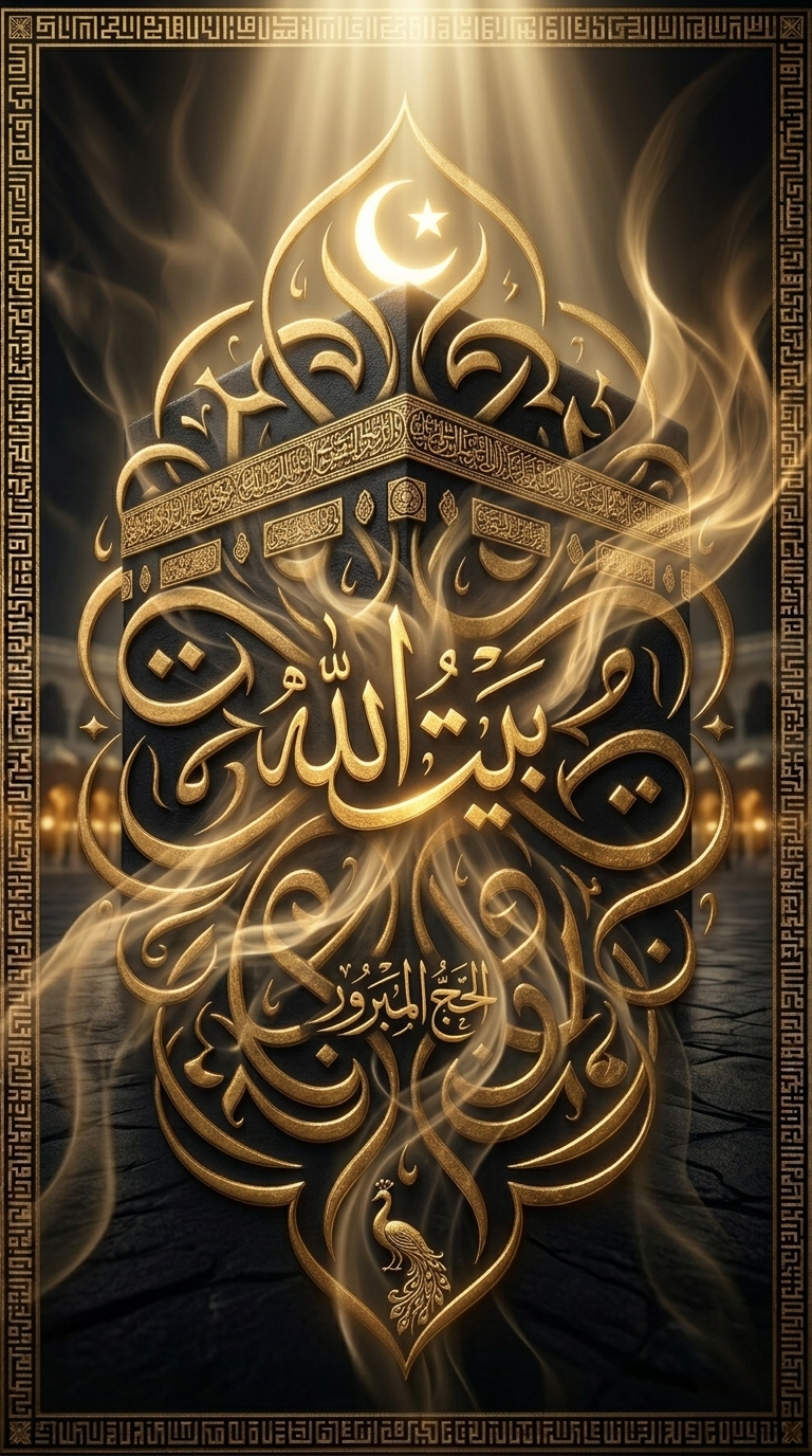 Kaaba Black Gold Background